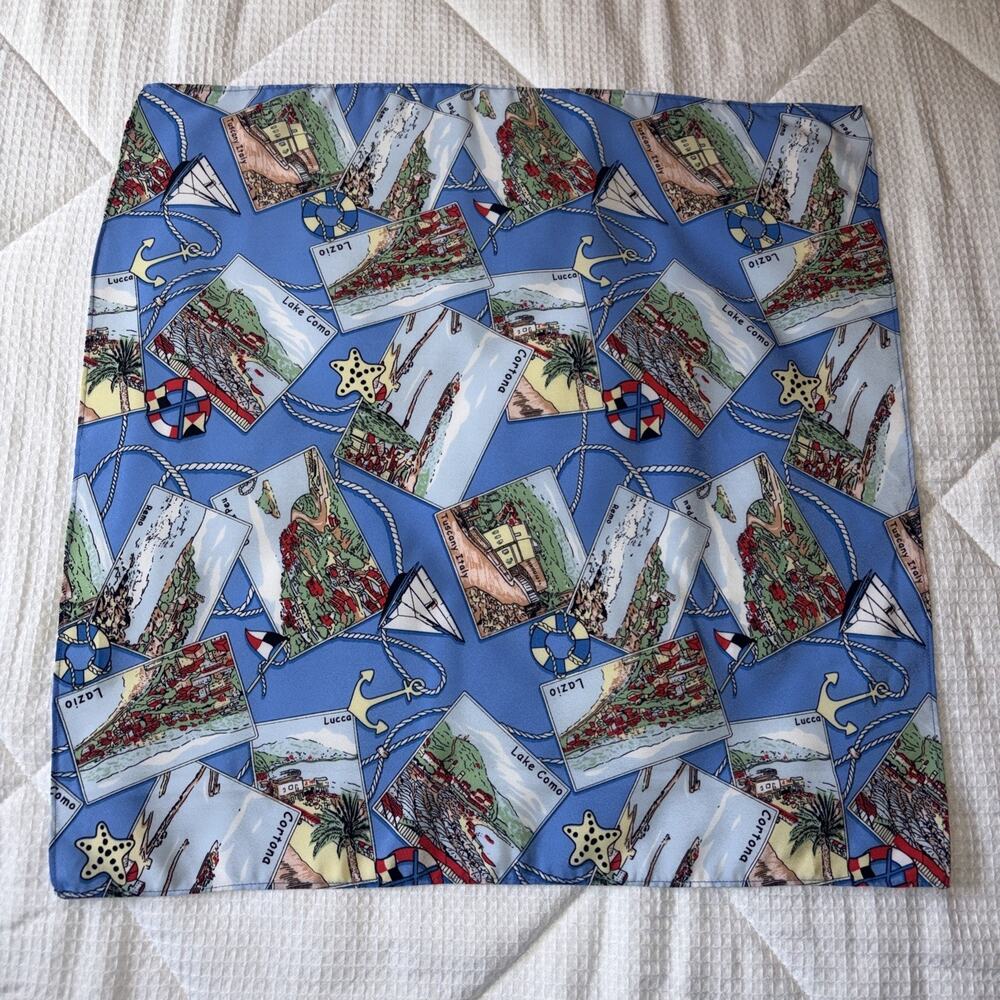Vintage Italy Travel Souvenir Scarf – Nautical Mediterranean Print